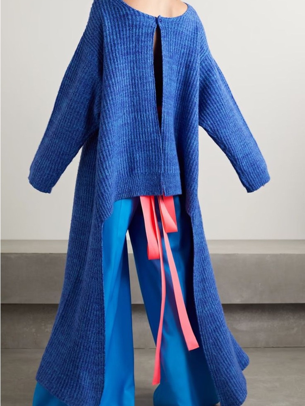 Christopher John Rogers Blue Marled Ribbed Sweater
